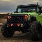 7 RGB Halo Rotating LED Headlights + 4 RGB Halo Rotating Fog Light Combo Kit for 2007-2018 TJ LJ JK JKU