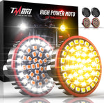 Upgraded 1157 Motorcycle LED Turn Signals (21White + 27Amber) Super Bright Bulbs Compatible for HarleyDavidson Motorcycles Bullet Style Blinker Lamp*2 with 2 Smoke Bullet Lens Covers