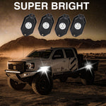 led rock light 4 Pods With High Quality Chip. Rock lights kits have 12 beads, more than the other rock light kits. High quality led chip, provide brighter lights and low energy consumption.  Special in White led rock light kit,jeep rock lights,off road rock lights,rgb rock lights,led rock light kit,led rock lights,jeep jk rock lights