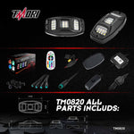 TM0820 4Pods Underbody Rock Light Kits,RGBW LED Rock Light Kits with APP Bluetooth Controller