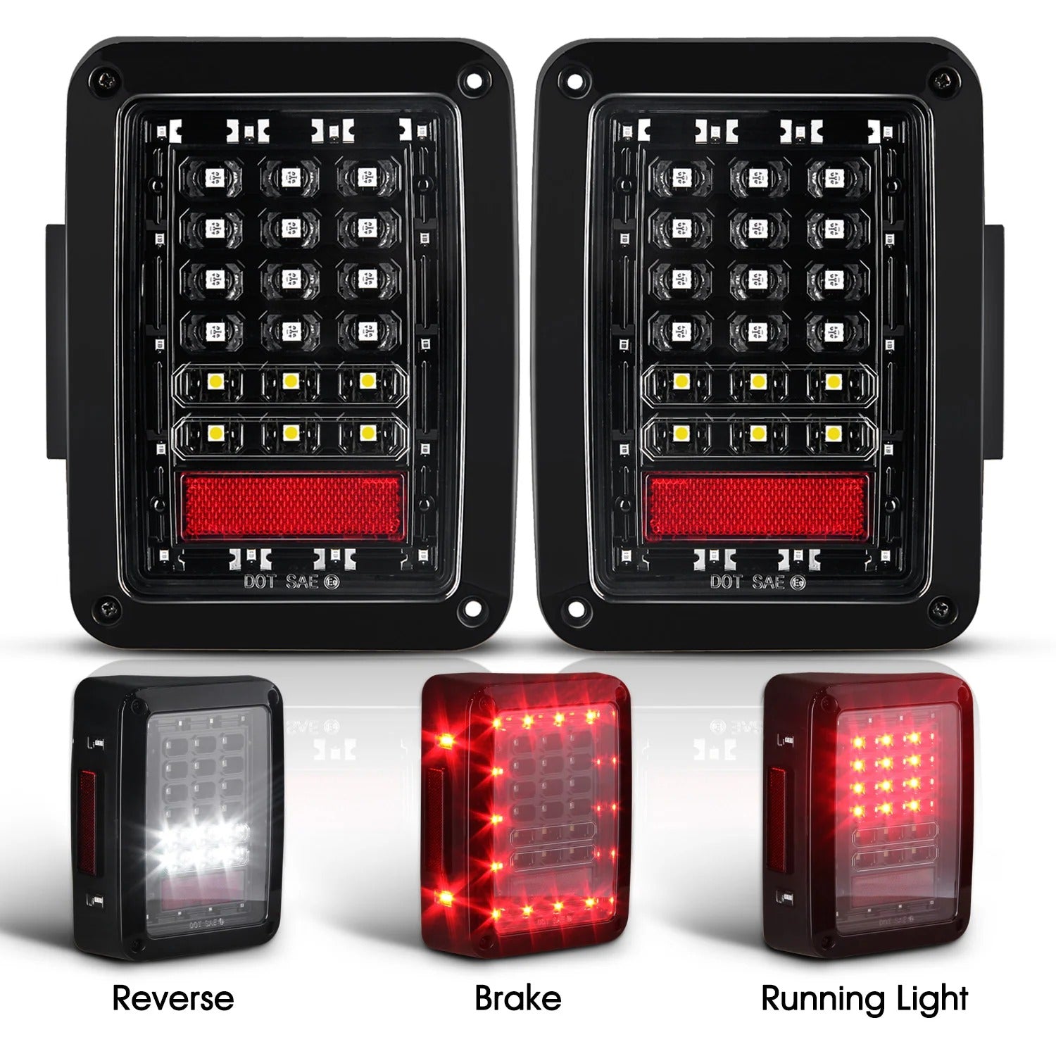 LED Tail Lights Compatibility for 2007-2018 Jeep Wrangler JK JKU Smoked LED Tail Lights