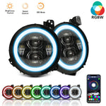 9" RGB-W Halo LED Headlights + 4" RGBW LED Fog Lights For 2018-2025 Jeep Wrangler JL JLU 4xe Gladiator (JT)
