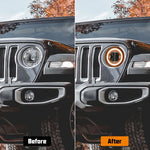 9" RGB-W Halo LED Headlights + 4" RGBW LED Fog Lights For 2018-2025 Jeep Wrangler JL JLU 4xe Gladiator (JT)