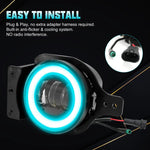9" RGB-W Halo LED Headlights + 4" RGBW LED Fog Lights For 2018-2025 Jeep Wrangler JL JLU 4xe Gladiator (JT)