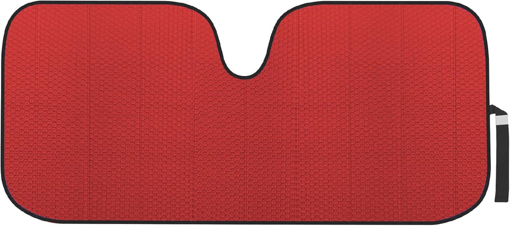 TMORI Front Windshield Sun Shade - Jumbo Accordion Folding Auto Sunshade for Car Truck SUV - Blocks UV Rays Sun Visor Protector - Keeps Your Vehicle Cool - 66 x 27 Inch (Red)