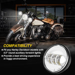 TMORI 2Pcs 4.5 Inch Fog Lights Passing Lamps Compatible with Harley Davidson Daymaker Motorcycle Projector Driving Auxiliary Lamp Bulb 4.5" 4-1/2" Round Spot Light Chrome