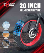 TMORI Electric Bike for Adults 750W 48V Foldable Electric Bicycle with Shimano 7-Speed Gear 20" Fat Tire E Bike Electric Beach Mountain Bike for Adults