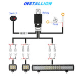 20 Inch 126W Two-Rows Spot & Flood Combo LED Light Bar and 2pcs 4 Inch 18W LED Work Light Pods w/Wiring Harness