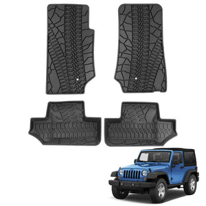 '07-'13 Jeep Wrangler JK 2-Door with Texture TPE Front & Rear Floor Mats