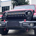 Jeep Grille (Angry Birds) with White/Amber LED Lights ABS Matte Black for 2018-2025 Jeep Wrangler JL JLU 4XE & Jeep Gladiator JT