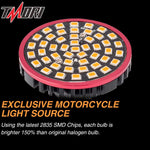 TMORI 2" Amber 1156 Front or Rear LED Turn Signals Bulb Light Kit Compatible with Harley Davidson Motorcycles Bullet Style Blinker Lamp (2 Pack) with Smoke Bullet Lens Covers