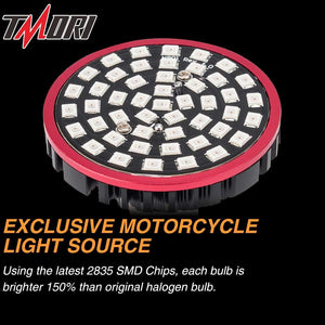 TMORI 2 Inch Red 1157 LED Turn Signals Bulb Light Kit Front or Rear Compatible with Harley Davidson Motorcycles Bullet Style Blinker Lamp (2 Pack) with Smoke Bullet Lens Covers