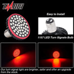 TMORI 2 Inch Red 1157 LED Turn Signals Bulb Light Kit Front or Rear Compatible with Harley Davidson Motorcycles Bullet Style Blinker Lamp (2 Pack) with Smoke Bullet Lens Covers