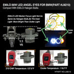 TMORI White E90 LCI 80W CREE LED Angel Eyes Halo Ring Marker Bulbs For For 06-08 BMW E90 3 Series HID Xenon Headlights & 09-12 BMW 3 Series LCI Standard Halogen Headlights(Pair)