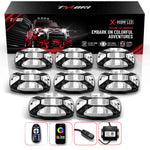 TMORI X-Series RGBW Rock Lights for Trucks & UTV - 8 Pods, App Controlled Flashing Music Mode