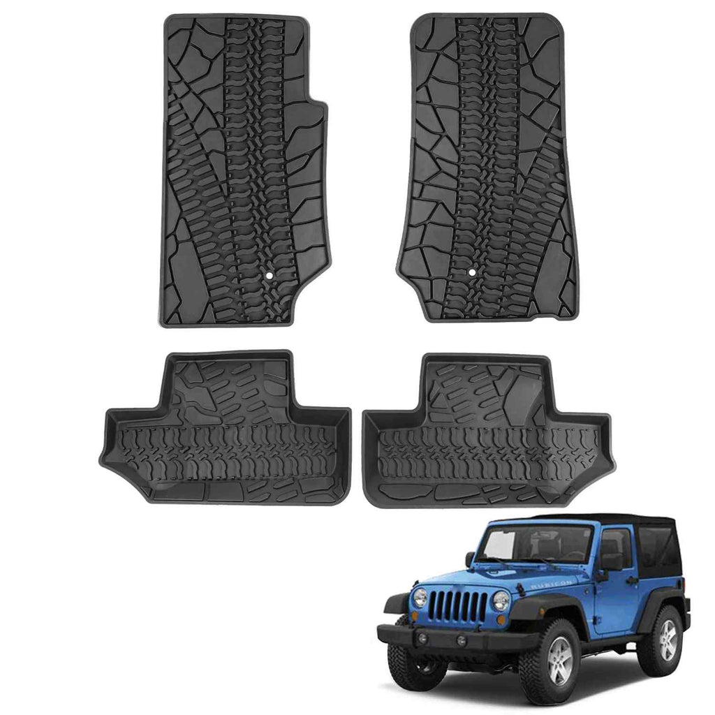 Tmori '07-'13 Jeep Wrangler JK 2-Door with Texture TPE Front & Rear Floor Mats
