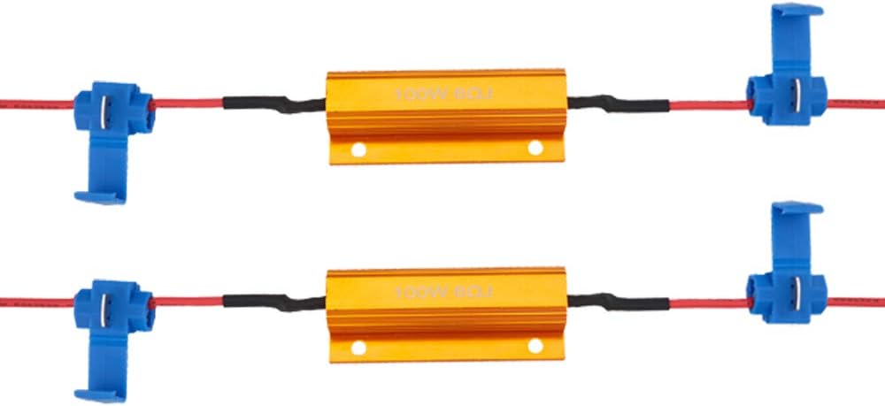 Tmori 2Pcs 100 Watt 6 Ohm Aluminium Shell Load Resistors Gold Suitable For Harley Davidson Motorcycles Turn Signal Blink Error Code Aluminum Load Equalizers
