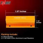 Tmori 2Pcs 100 Watt 6 Ohm Aluminium Shell Load Resistors Gold Suitable For Harley Davidson Motorcycles Turn Signal Blink Error Code Aluminum Load Equalizers