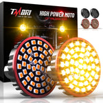 Upgraded Motorcycle LED Turn Signals 1156 Front Super Bright Bulbs Compatible for HarleyDavidson Motorcycles Bullet Style Blinker Lamp*2 with 2 Smoke Bullet Lens Covers