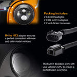 Tmori 2 Pcs 7 Inch LED Projection Headlights Kit High Low Beam Compatible with Jeep Wrangler JK TJ LJ Rubicon Sahara Willys for Hummer H1 H2 7inch 7’’ Black Round Headlamp