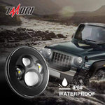Tmori 2 Pcs 7 Inch LED Projection Headlights Kit High Low Beam Compatible with Jeep Wrangler JK TJ LJ Rubicon Sahara Willys for Hummer H1 H2 7inch 7’’ Black Round Headlamp