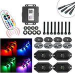 Tmori 4 Pods RGBW LED Rock Lights with Phone Bluetooth App/Remote Control Flashing Music Mode Multicolor Neon Underglow Waterproof Aluminum Light Kit for Jeep Trucks Off Road SUV ATV Boat