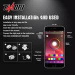Tmori 4 Pods RGBW LED Rock Lights with Phone Bluetooth App/Remote Control Flashing Music Mode Multicolor Neon Underglow Waterproof Aluminum Light Kit for Jeep Trucks Off Road SUV ATV Boat