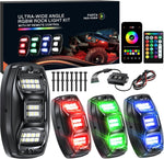 TMORI Rock Lights for Trucks 4 Pods,RGB Underglow Light for Trucks with App Control Flashing Music Mode RGB Rock Lights for UTV SUV ATV RZR Truck Accessories