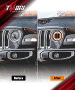 9" RGB-W Halo LED Headlights + 4" RGBW LED Fog Lights For 2018-2025 Jeep Wrangler JL JLU 4xe Gladiator (JT)