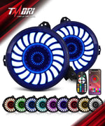 9" RGBW 3D LED Lens Halo Headlights + 4" RGBW Fog Lights Combo Kits for 2018-2025 Jeep Wrangler JL JLU & Jeep Gladiator JT