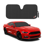 TMORI Front Windshield Sun Shade Accordion Folding Auto Sunshade for Car Truck SUV - Blocks UV Rays Sun Visor Protector - Keeps Your Vehicle Cool - 66 x 27 Inch (BLACK)