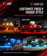 TMORI X-Series RGBW Rock Lights for Trucks & UTV - 4 Pods, App Controlled Flashing Music Mode