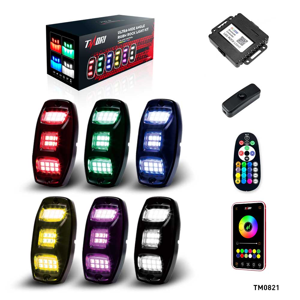 RGB LED Rock Light Kit avec 4 dosettes pour  camionJeepSUVCrawlingescaladeBluetooth App contrôle lampe IP68 étanche (4  doses) 108 - Cdiscount Maison