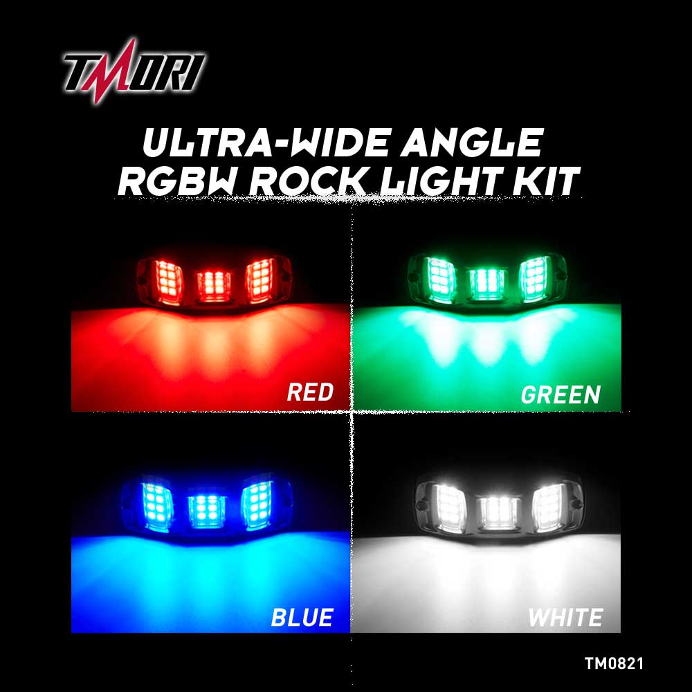 TM0821 6 Pods Underbody Rock Light Kits,RGBW LED Rock Light Kits with APP Bluetooth Controller