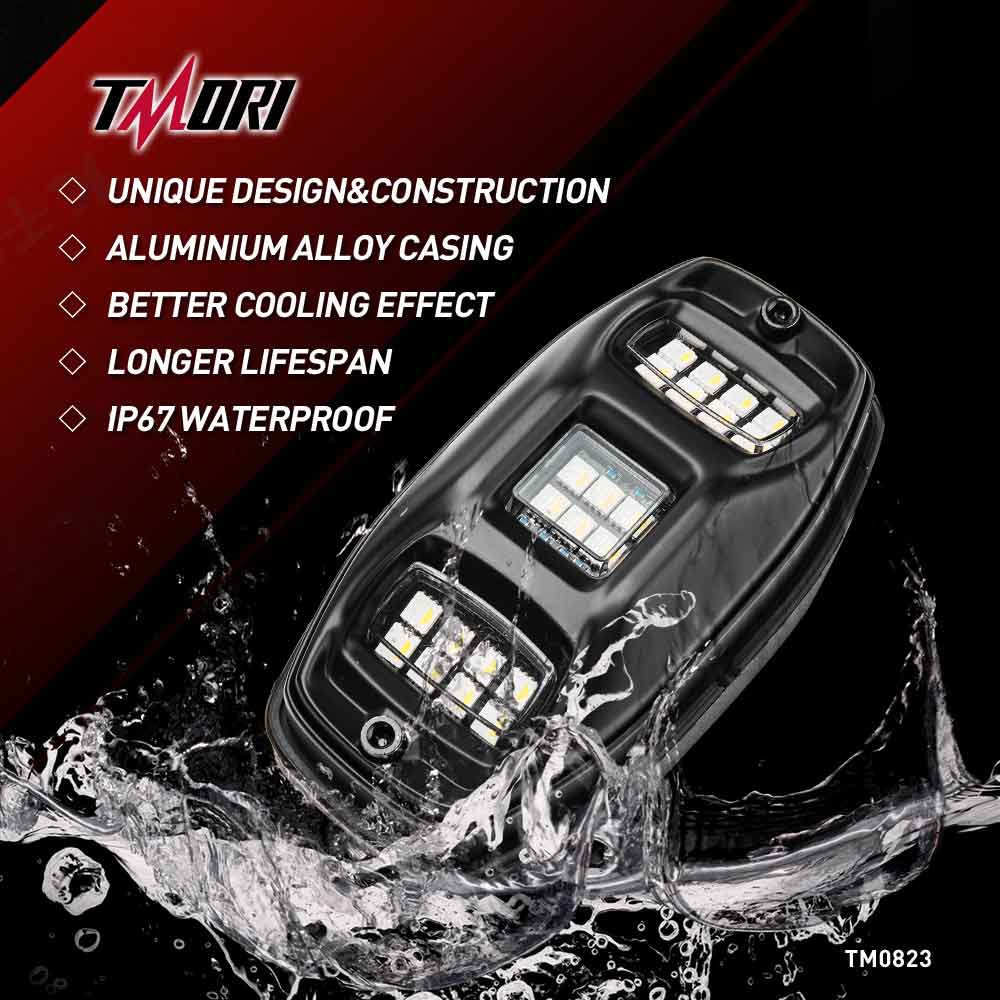 TM0823 12 Pods Underbody Rock Light Kits,RGBW LED Rock Light Kits with APP Bluetooth Controller
