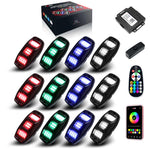 TM0823 12 Pods Underbody Rock Light Kits,RGBW LED Rock Light Kits with APP Bluetooth Controller