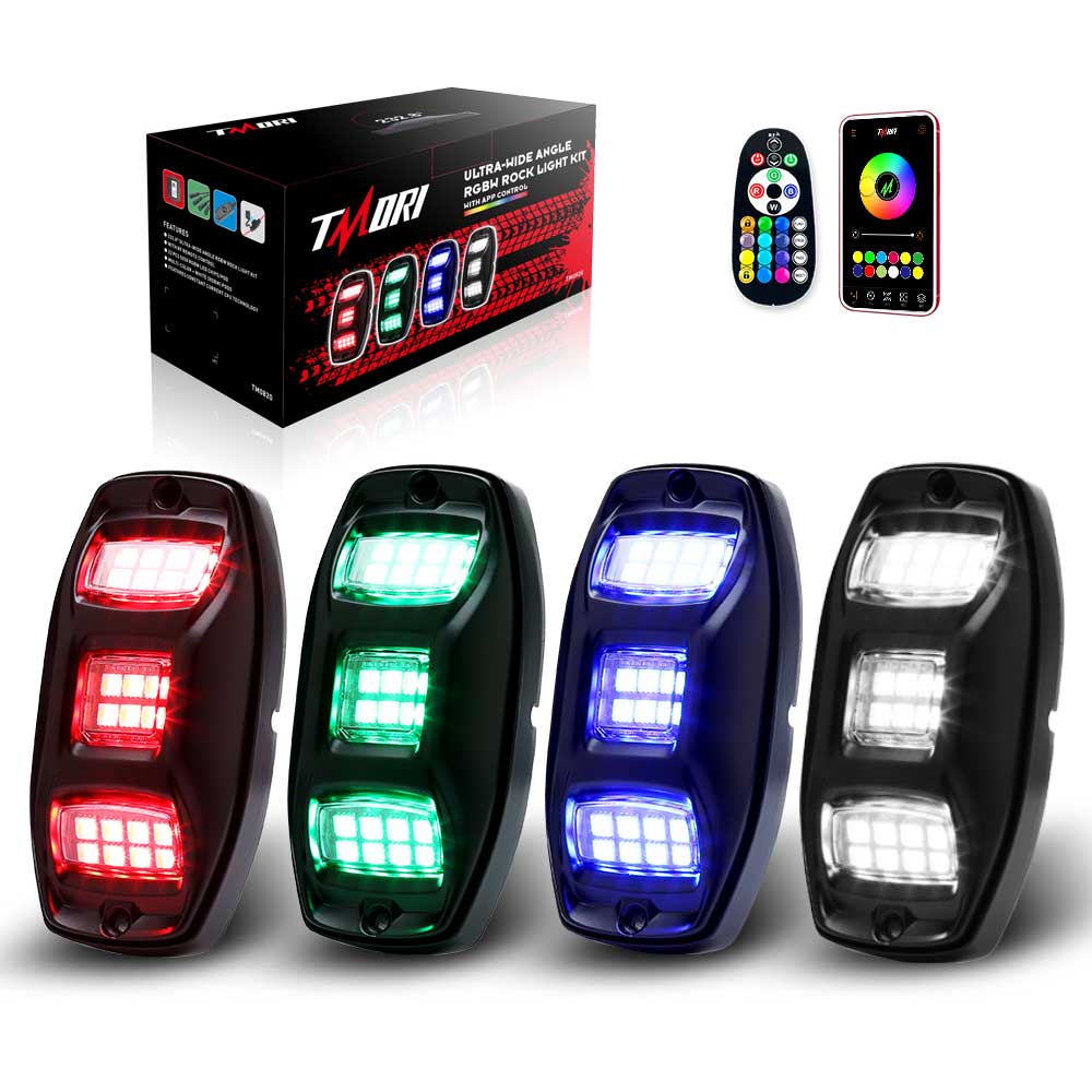 Kairiyard 8Pcs Kits de lumières LED pour moto, APP Control 96 LEDs RGB  Smart Brake IP67