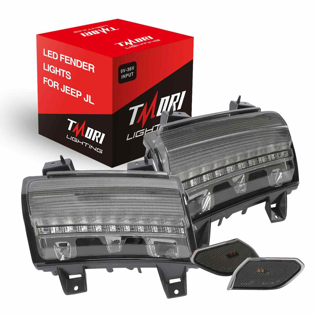 LED Fender Lights and Side Marker Lights (DOT) with Turn Signal Function for 2018-2025 Jeep Wrangler 4xe JL/JLU and Jeep Gladiator