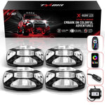 TMORI X-Series RGBW Rock Lights for Trucks & UTV - 4 Pods, App Controlled Flashing Music Mode