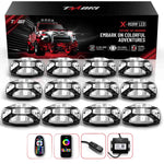 TMORI X-Series RGBW Rock Lights for Trucks & UTV - 12 Pods, App Controlled Flashing Music Mode