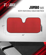 TMORI Front Windshield Sun Shade Accordion Folding Auto Sunshade for Car Truck SUV - Blocks UV Rays Sun Visor Protector - Keeps Your Vehicle Cool - 66 x 27 Inch (Red)