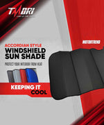 TMORI Front Windshield Sun Shade Accordion Folding Auto Sunshade for Car Truck SUV - Blocks UV Rays Sun Visor Protector - Keeps Your Vehicle Cool - 66 x 27 Inch (Red)