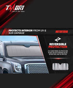 TMORI Windshield Sun Shade for Toyota RAV4 2019 2020 2021 2022 2023 2024 2025 – Custom Fit Sun Shield with Mirror Cut‑Out, Blocks Heat & UV, Foldable with Storage Pouch - Toyota RAV4 Windshield Sunshade