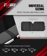 TMORI Front Windshield Sun Shade Accordion Folding Auto Sunshade for Car Truck SUV - Blocks UV Rays Sun Visor Protector - Keeps Your Vehicle Cool - 66 x 27 Inch (Red)