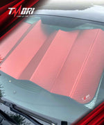 TMORI Front Windshield Sun Shade Accordion Folding Auto Sunshade for Car Truck SUV - Blocks UV Rays Sun Visor Protector - Keeps Your Vehicle Cool - 66 x 27 Inch (Red)