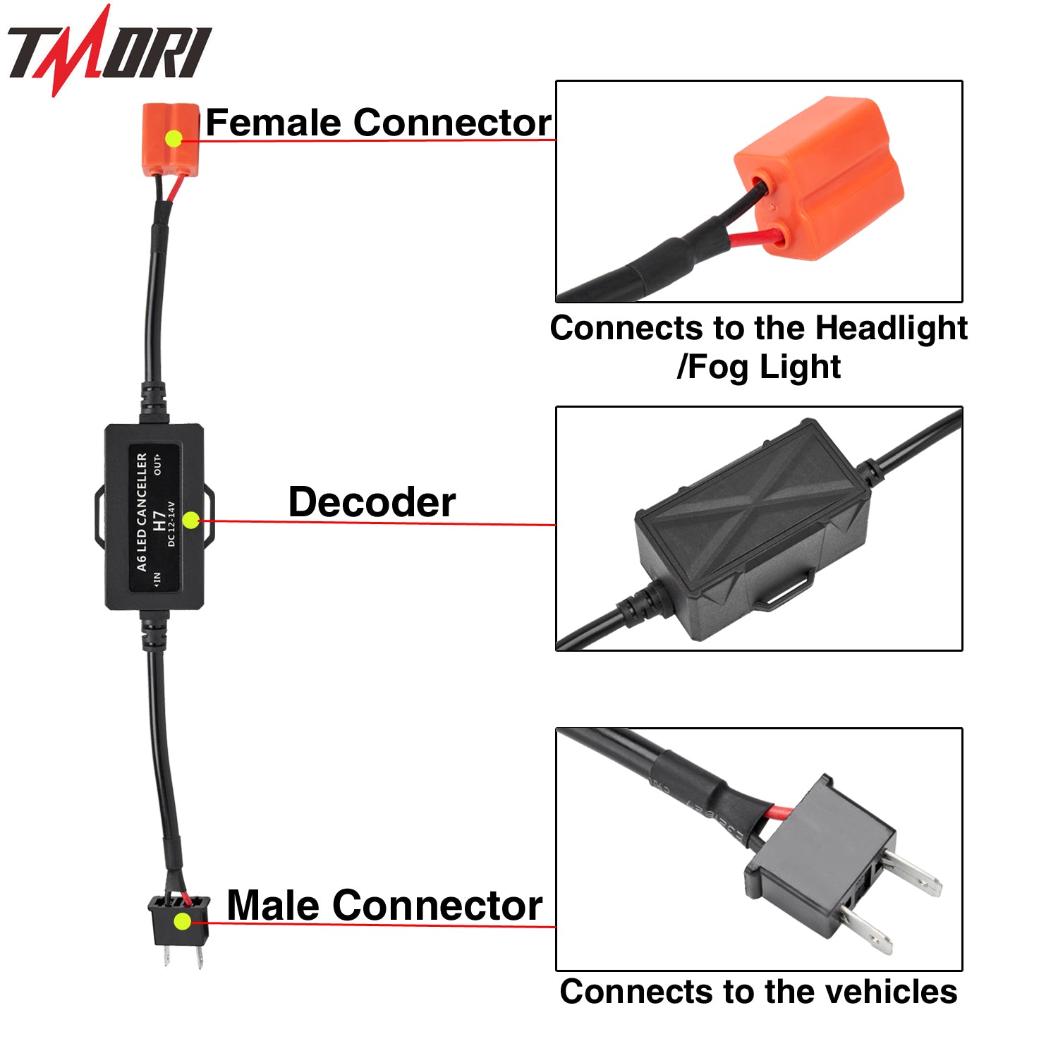 2Pcs H7 LED Decoder Adapter Anti Hyper Blink Flash Error Cancel