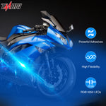 TMORI 8 Pcs Motorcycle LED Light Kit Strips RGB Multi-Color Underglow Neon Lighting with Wireless Remote Controller for Harley Davidson Underbody Ground Effect Atmosphere Lights