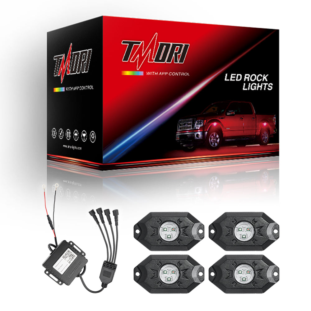 10-Pod RGB LED Rock Lights Kit – 240 LEDs, Waterproof, App & Remote Control For Jeeps & Trucks